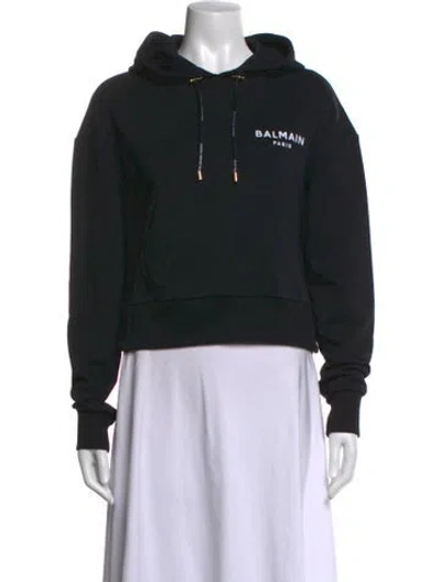 Pre-owned Balmain Crew Neck Long Sleeve Hoodie In Black