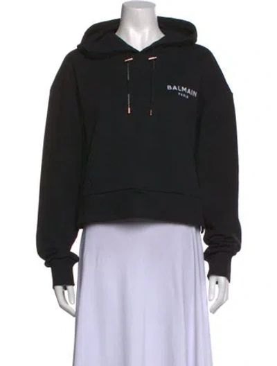 Pre-owned Balmain Crew Neck Long Sleeve Hoodie In Black