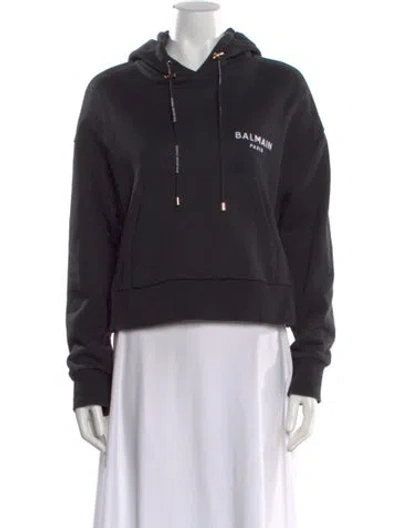 Pre-owned Balmain Crew Neck Long Sleeve Hoodie In Gray