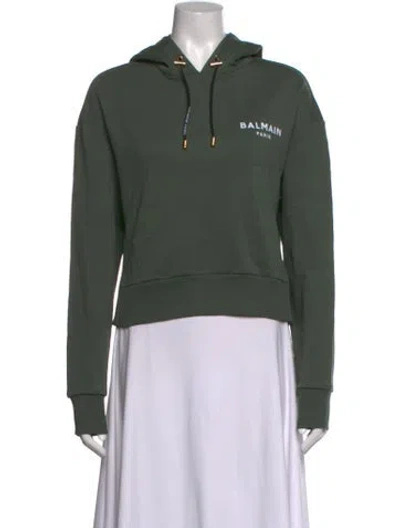 Pre-owned Balmain Crew Neck Long Sleeve Hoodie In Green