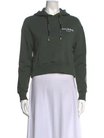 Pre-owned Balmain Crew Neck Long Sleeve Hoodie In Green