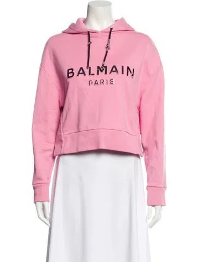 Pre-owned Balmain Crew Neck Long Sleeve Hoodie In Pink