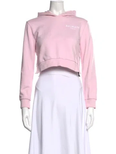 Pre-owned Balmain Crew Neck Long Sleeve Hoodie In Pink