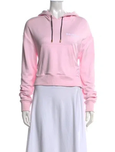 Pre-owned Balmain Crew Neck Long Sleeve Hoodie In Pink