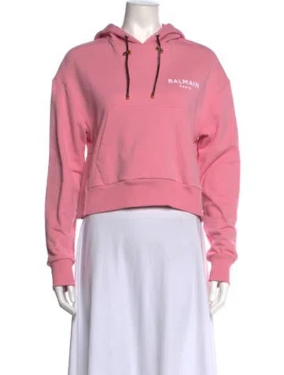 Pre-owned Balmain Crew Neck Long Sleeve Hoodie In Pink