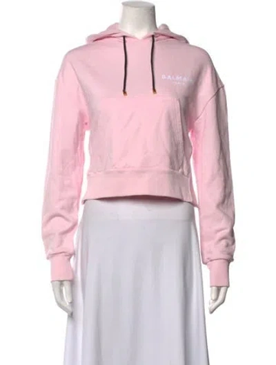 Pre-owned Balmain Crew Neck Long Sleeve Hoodie In Pink