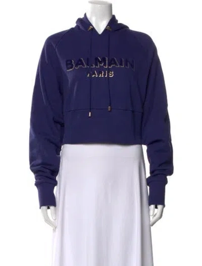 Pre-owned Balmain Crew Neck Long Sleeve Hoodie In Purple