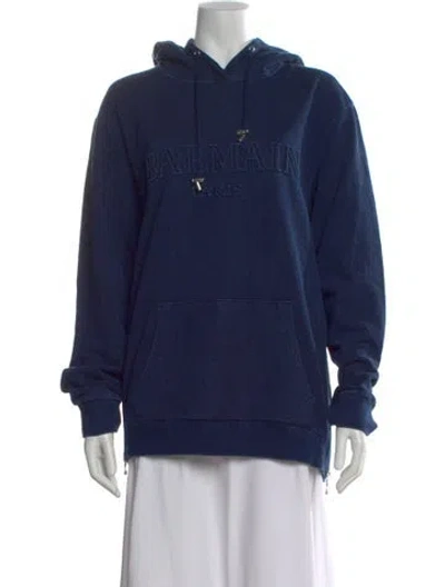 Pre-owned Balmain Crew Neck Long Sleeve Hoodie W/ Tags In Blue