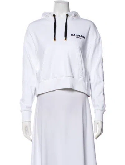 Pre-owned Balmain Crew Neck Long Sleeve Hoodie In White
