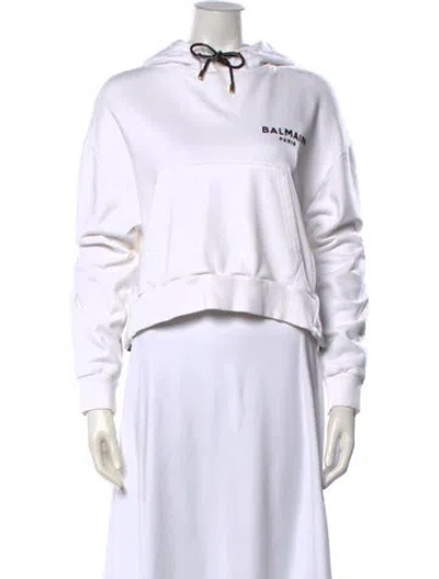 Pre-owned Balmain Crew Neck Long Sleeve Hoodie In White