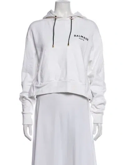 Pre-owned Balmain Crew Neck Long Sleeve Hoodie In White