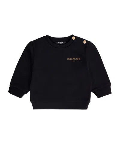 Balmain Crew Neck Long Sleeve Sweatshirt In Black