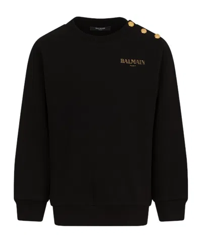 Balmain Crew Neck Long Sleeve Sweatshirt In Black