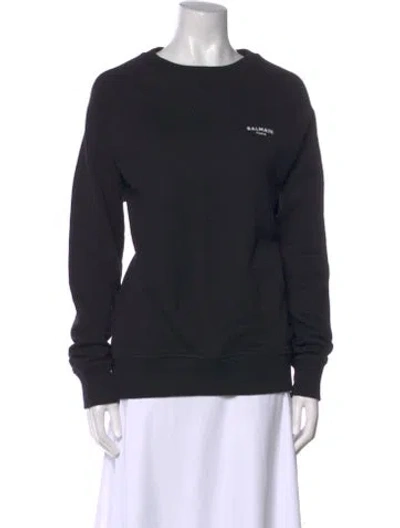 Pre-owned Balmain Crew Neck Long Sleeve Sweatshirt In Black