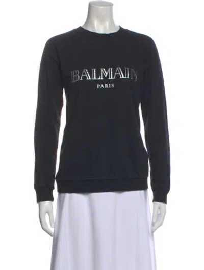 Pre-owned Balmain Crew Neck Long Sleeve Sweatshirt In Black