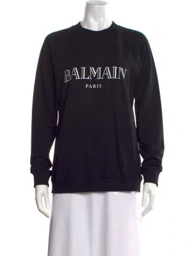 Pre-owned Balmain Crew Neck Long Sleeve Sweatshirt In Black