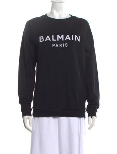 Pre-owned Balmain Crew Neck Long Sleeve Sweatshirt In Black