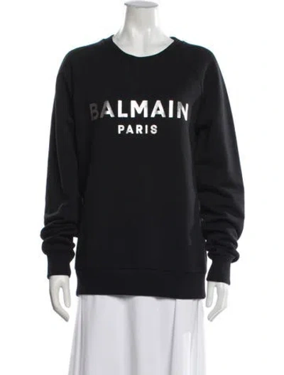 Pre-owned Balmain Crew Neck Long Sleeve Sweatshirt In Black