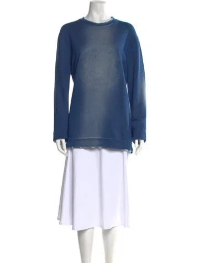 Pre-owned Balmain Crew Neck Long Sleeve Sweatshirt In Blue