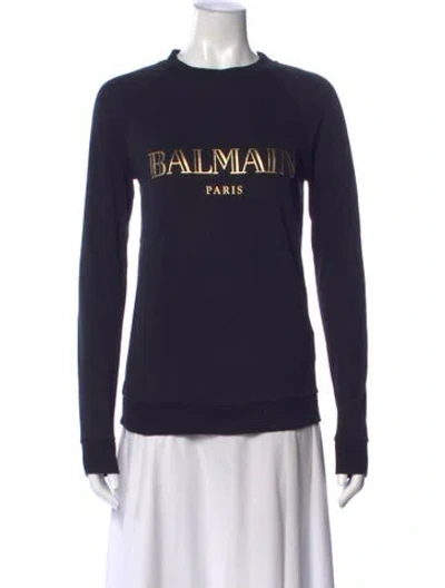 Pre-owned Balmain Crew Neck Long Sleeve Sweatshirt In Blue