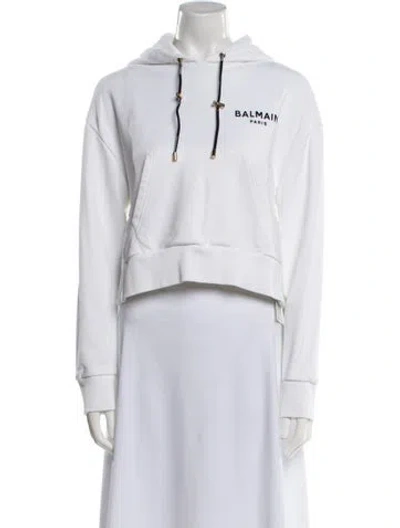 Pre-owned Balmain Crew Neck Long Sleeve Sweatshirt In White