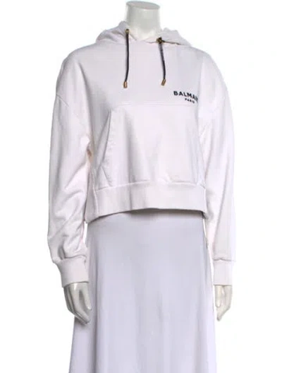 Pre-owned Balmain Crew Neck Long Sleeve Sweatshirt In White