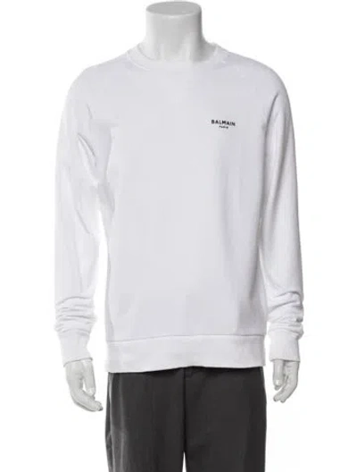 Pre-owned Balmain Crew Neck Long Sleeve Sweatshirt In White