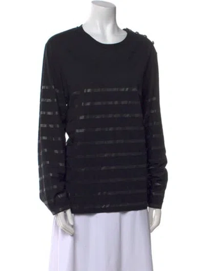 Pre-owned Balmain Crew Neck Long Sleeve Top In Black