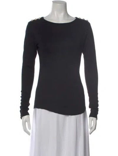 Pre-owned Balmain Crew Neck Long Sleeve Top In Gray