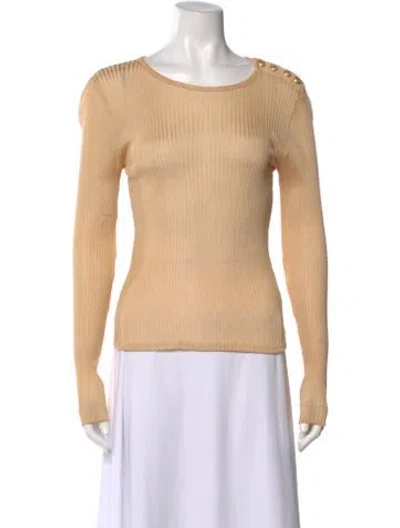 Pre-owned Balmain Crew Neck Long Sleeve Top In Neutral