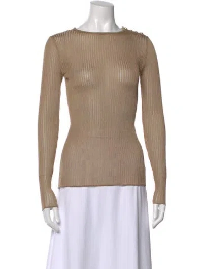 Pre-owned Balmain Crew Neck Long Sleeve Top In Neutral
