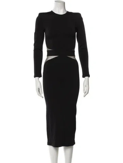 Pre-owned Balmain Crew Neck Midi Length Dress In Black