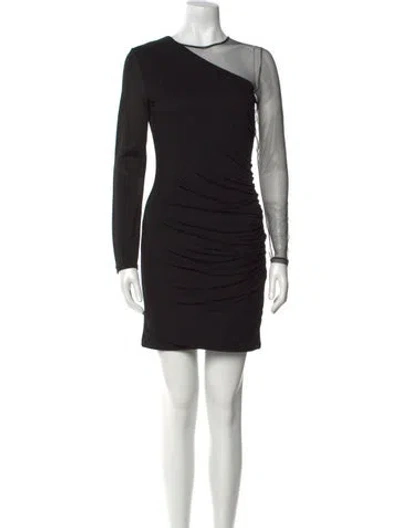 Pre-owned Balmain Crew Neck Mini Dress In Black