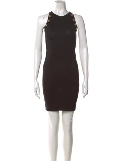 Pre-owned Balmain Crew Neck Mini Dress In Black