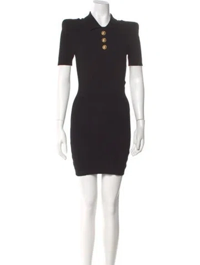 Pre-owned Balmain Crew Neck Mini Dress In Black