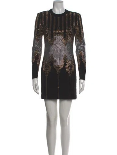 Pre-owned Balmain Crew Neck Mini Dress In Black