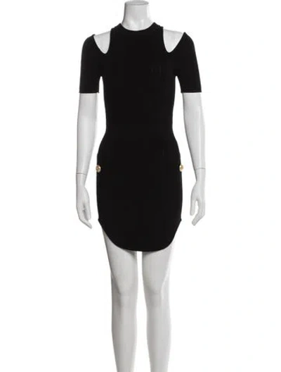 Pre-owned Balmain Crew Neck Mini Dress In Black