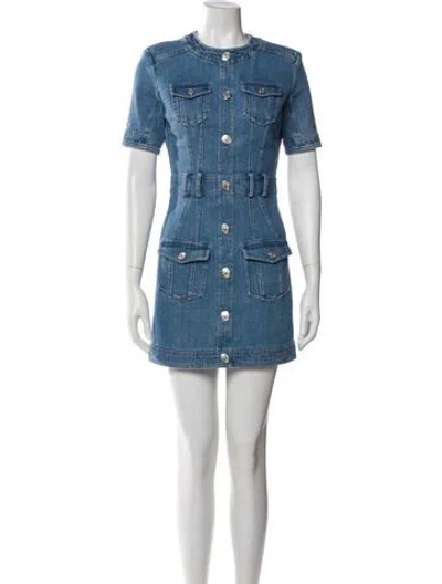 Pre-owned Balmain Crew Neck Mini Dress In Blue
