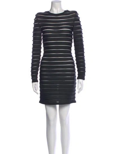 Pre-owned Balmain Crew Neck Mini Dress In Gray