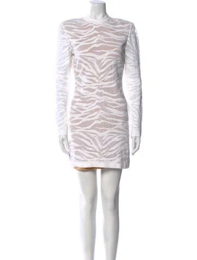 Pre-owned Balmain Crew Neck Mini Dress In Neutral