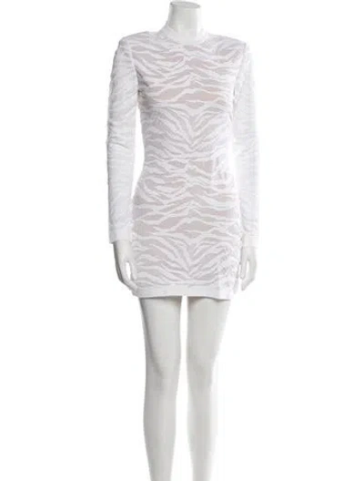 Pre-owned Balmain Crew Neck Mini Dress In Neutral
