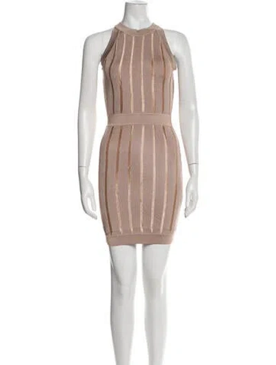 Pre-owned Balmain Crew Neck Mini Dress In Neutral