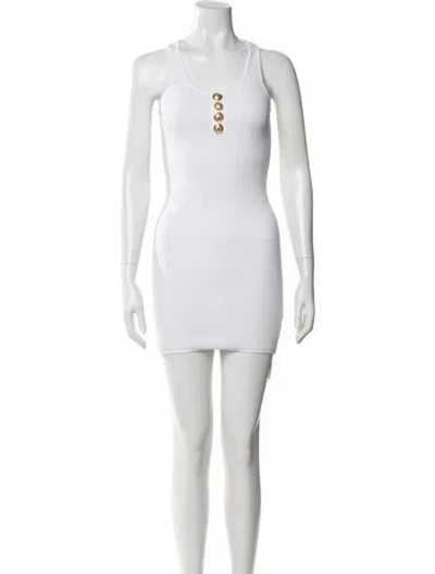 Pre-owned Balmain Crew Neck Mini Dress In Neutral