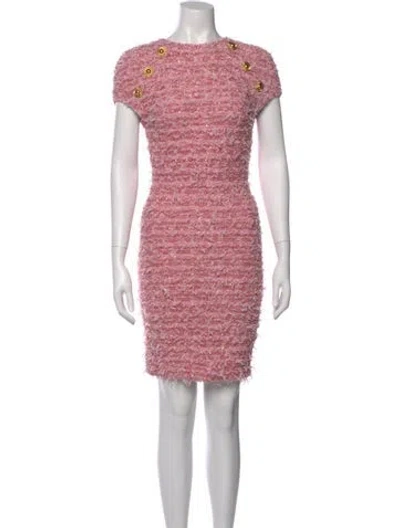 Pre-owned Balmain Crew Neck Mini Dress In Pink