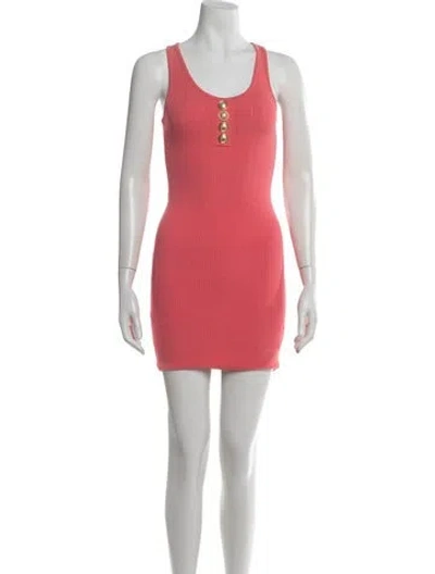 Pre-owned Balmain Crew Neck Mini Dress In Pink