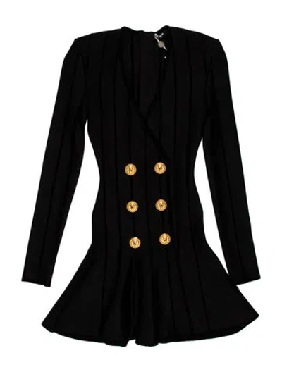 Pre-owned Balmain Crew Neck Mini Dress W/ Tags In Black