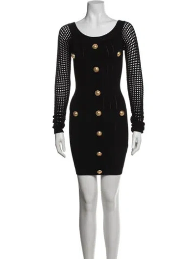 Pre-owned Balmain Crew Neck Mini Dress W/ Tags In Black