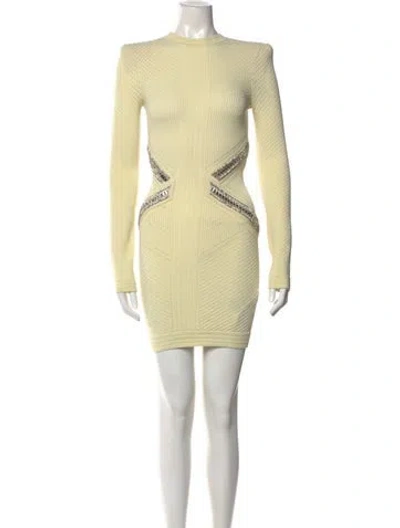 Pre-owned Balmain Crew Neck Mini Dress W/ Tags In Neutral