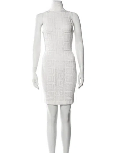 Pre-owned Balmain Crew Neck Mini Dress W/ Tags In White
