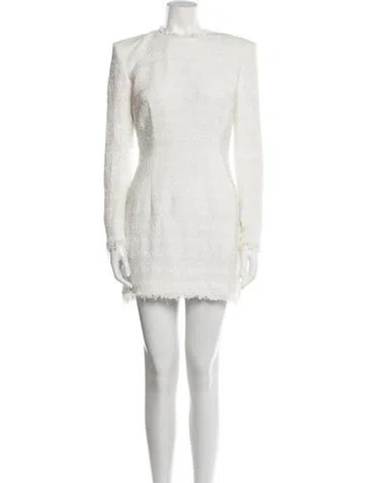 Pre-owned Balmain Crew Neck Mini Dress In White